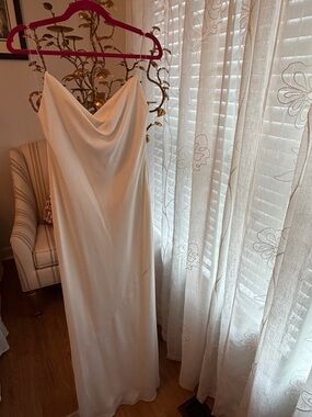 Aidan Mattox Ivory Backless Cowl Neck Slip Dress
